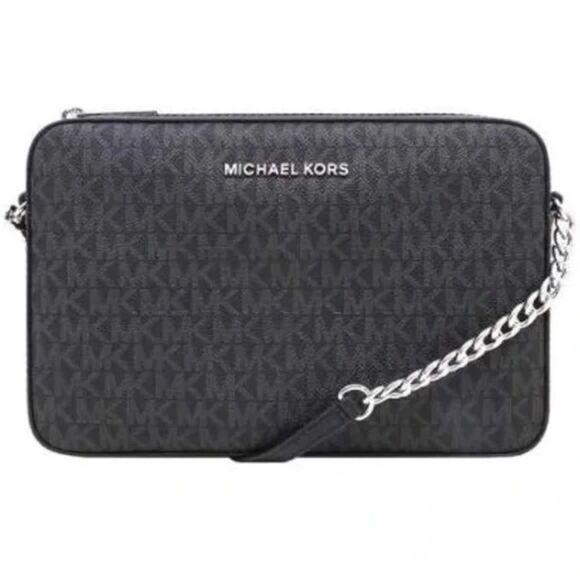 Michael Kors Jet Set Crossbody Bag Purse NEW Black Logo - Picture 1 of 7